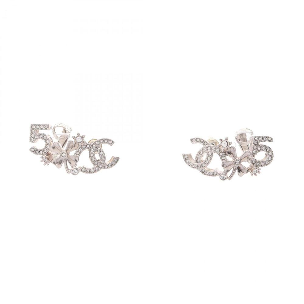 Chanel B23P Coco Mark No. 5 Clover Earrings, Jewelry, Metal, Rhinestone, Wome...